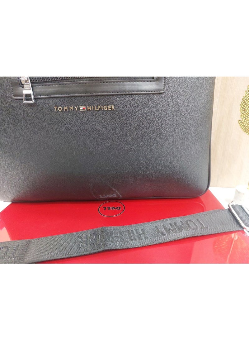 TOMMY TIME Tommy Hilfiger Laptop Bag – Black – Padded Compartment – Branded Strap - Image 3